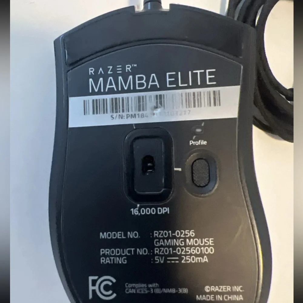 Razer RZ01-0256 Mamba Elite Wired Optical Gaming Mouse - Black